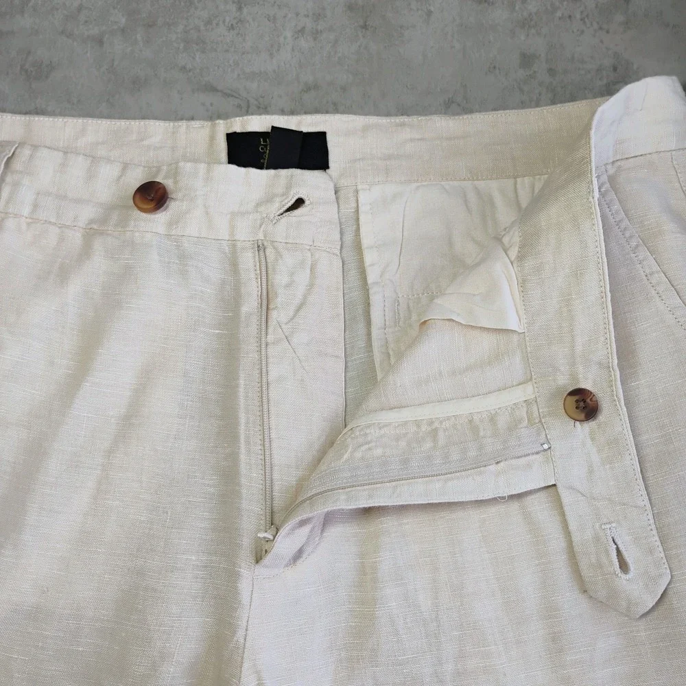 Club Room Luxury Linen Pants Men's 34x32 Beige 100% Linen Beach Wedding Coastal